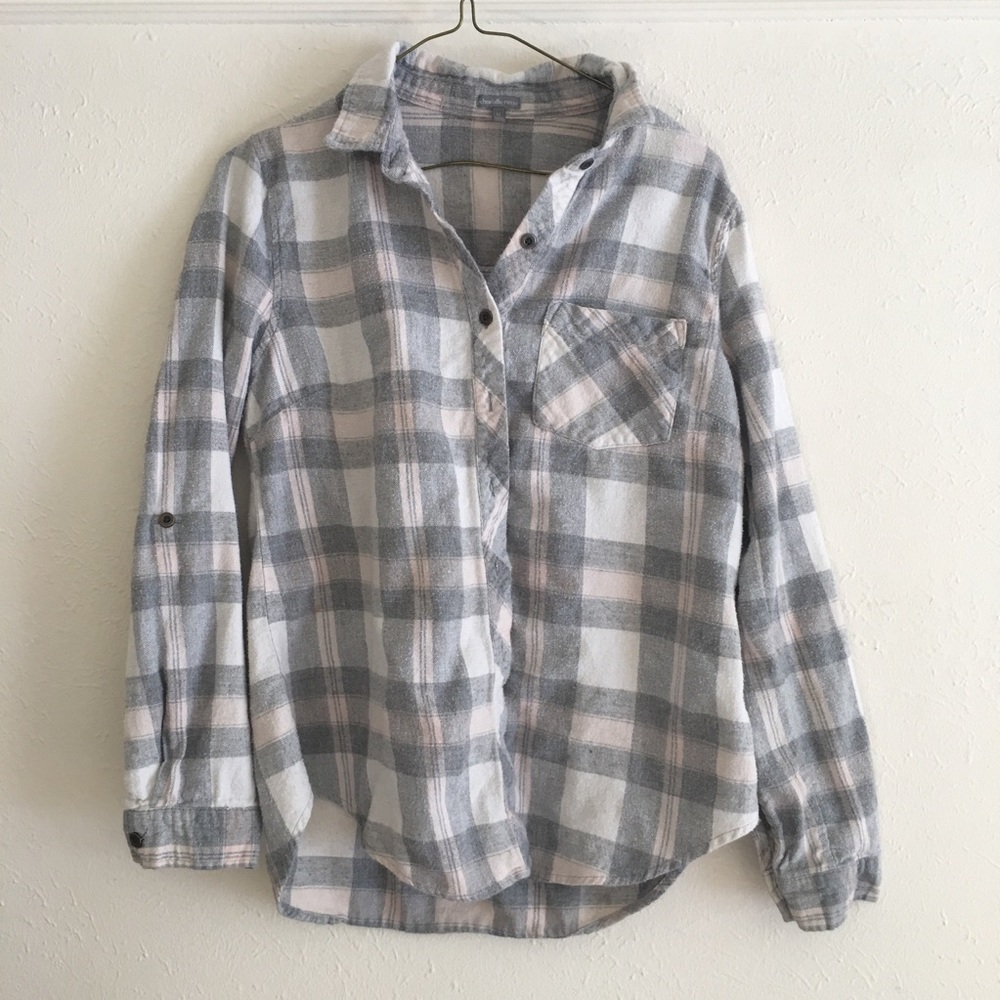 Charlotte Russe pale pink & light gray flannel